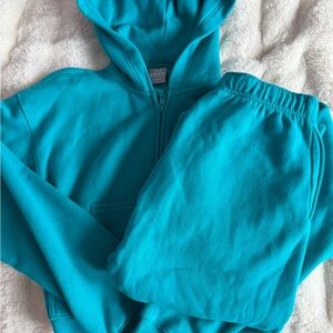 Teal Aritzia Hoodie and Sweatpants Set